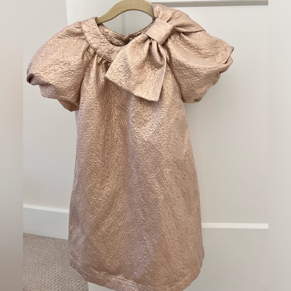 Zara girls gold bow dress size 4 5  dress - Picture 2 of 3